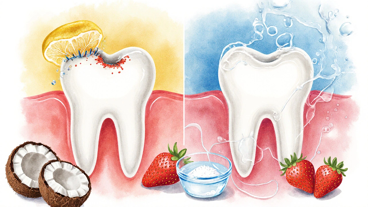 Porovnání poškození zubu kyselinou a jeho bezpečné čistění.