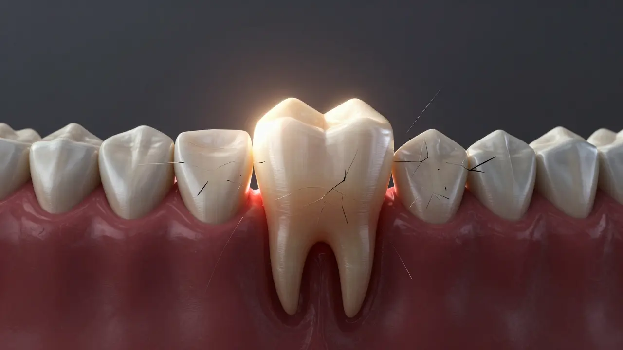 Korunka odolává silnému kousnutí, zatímco jiné zuby trpí tlakem.