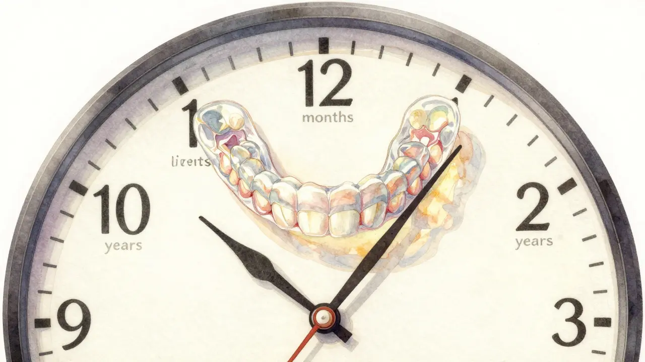 Hodiny s zuby jako ručičkami a reténorem jako ochranným štítem nad úsměvem.