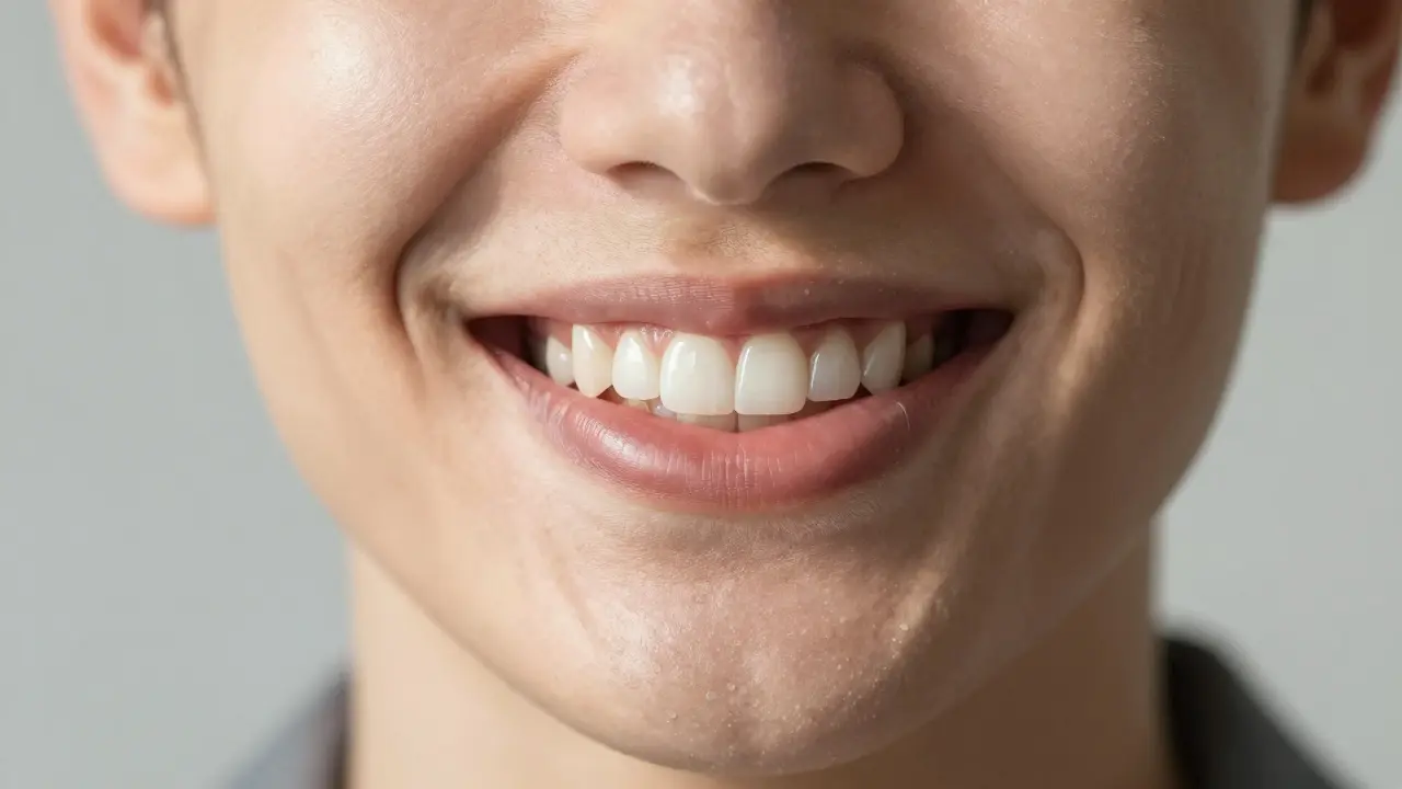Detail přirozeného a zdravého úsměvu po úspěšné rekonstrukci chrupu.