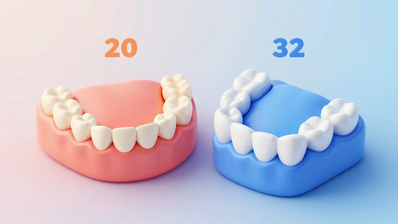 Porovnání mléčných a stálých zubů v 3D grafice pro děti i dospělé
