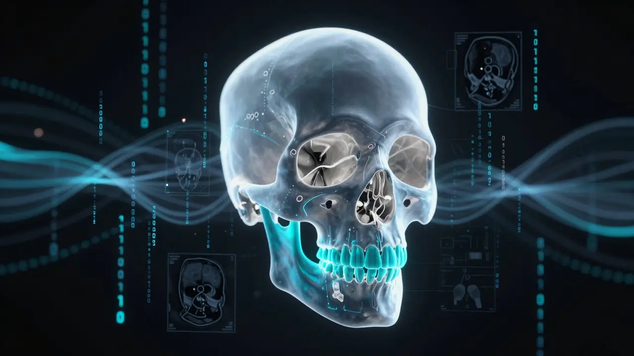 3D digitální model lebky pro plánování operace pomocí AI