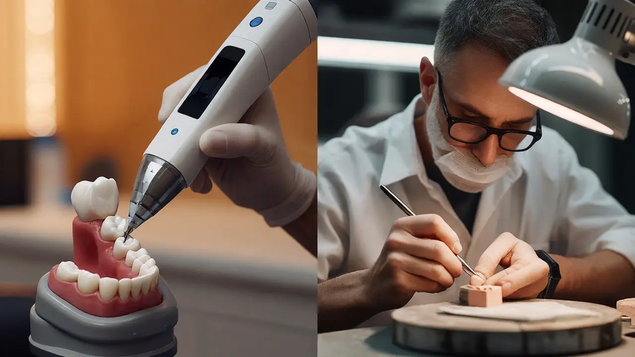 Digitální skenování zubu a výroba keramické korunky v laboratoři